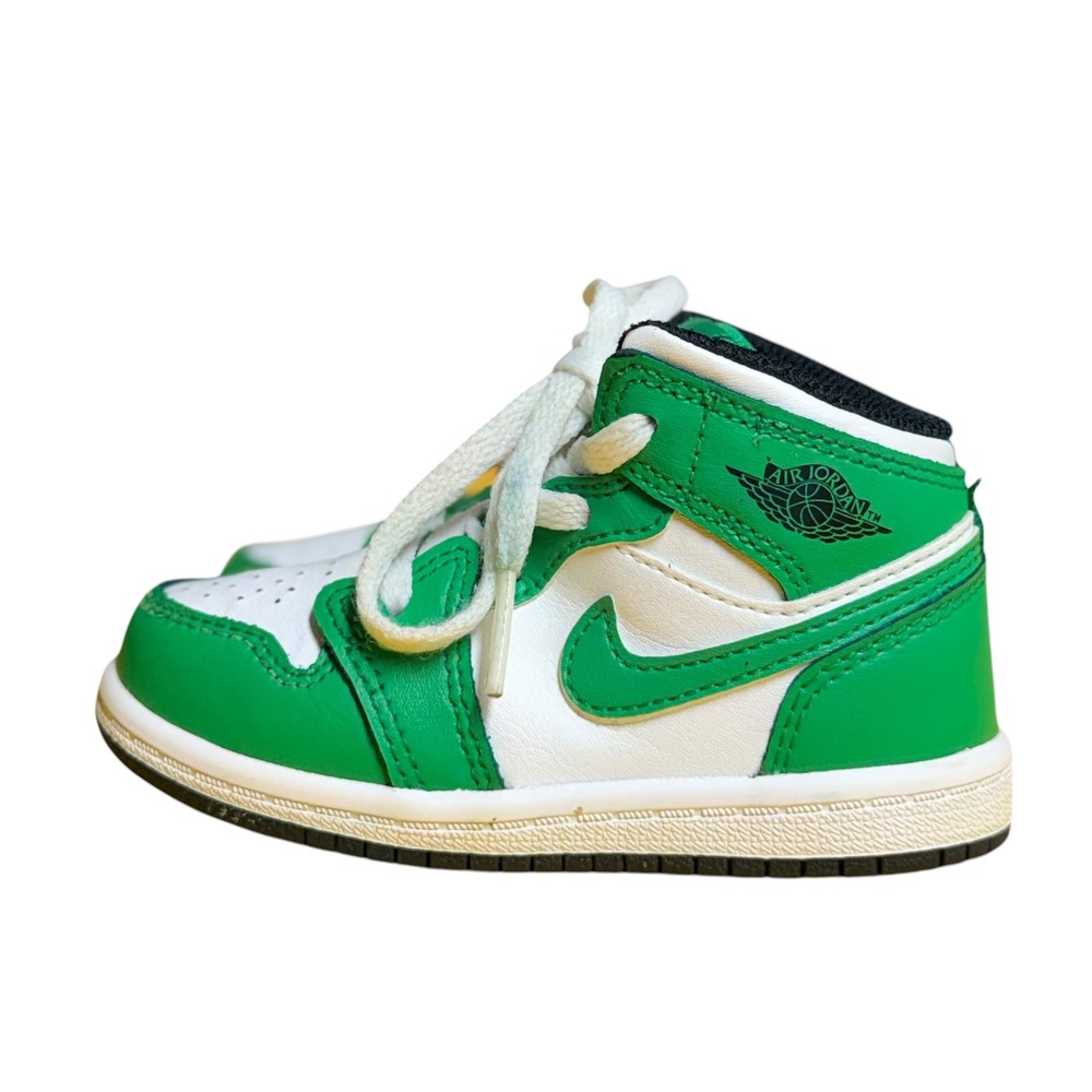Nike Air Jordan‎ 1 Mid Lucky Green Toddler Sneakers 6C DQ8425-301 White Green